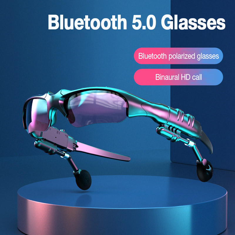 Bluetooth Headset On Ear - 5.0 หูฟังสเตอริโอชุดหูฟังไร้สายพร้อมไมโครโฟนแว่นตาสมาร์ทแว่นตากันแดดสําหรับขับรถขี่จักรยานกีฬาหูฟังลดเสียงรบกวน