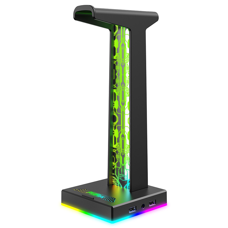 Gaming Headset Rgb - ขาตั้งหูฟังเกมมิ่ง RGB พร้อมพอร์ต USB คู่ พอร์ตเสียง