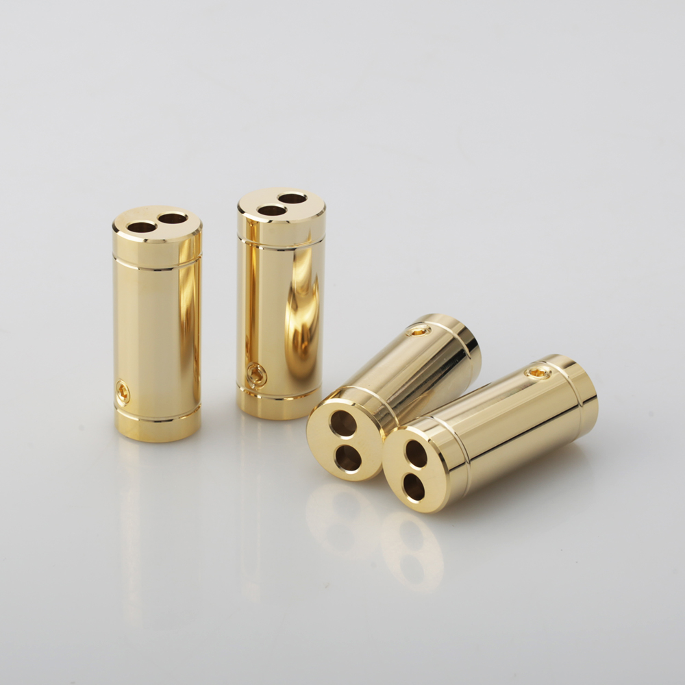 Audio Splitter Y - สายลำโพงชุบโครเมียม/ทอง 4 ชิ้น สายสัญญาณเสียง ตัวแยก Y