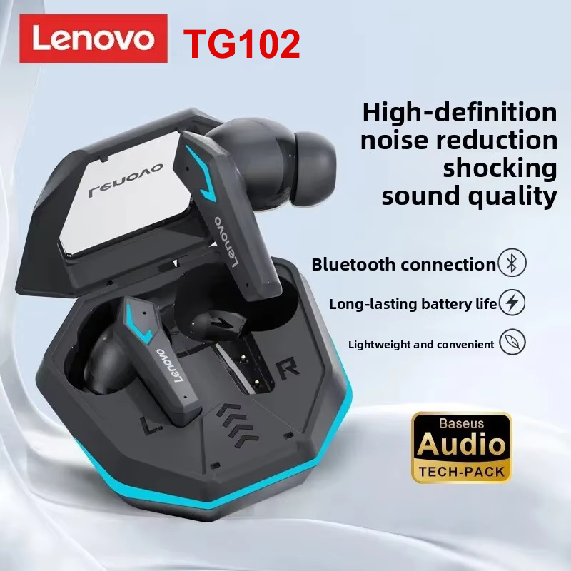 Gaming Headset Rgb - เลอโนโว TG102 หูฟังไร้สายสำหรับเล่นเกมบลูทูธ 5.4 ความหน่วงต่ำ RGB
