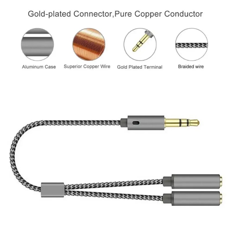 อะแดปเตอร์หูฟัง สายแยกไมโครโฟน - Audio Splitter Y บทวิจารณ์และราคา